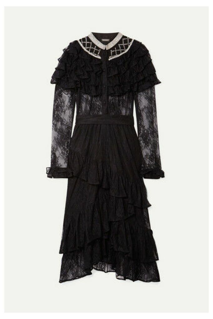 Dodo Bar Or - Ruffled Crystal-embellished Lace Midi Dress - Black