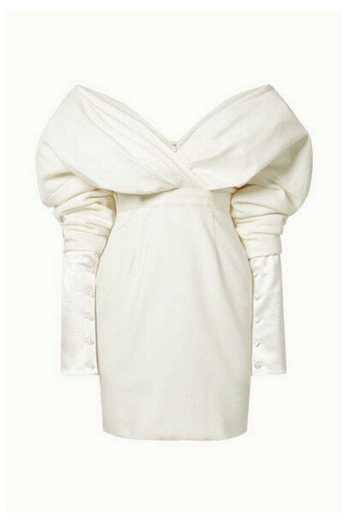 Danielle Frankel - Off-the-shoulder Silk And Wool-blend Mini Dress - Cream