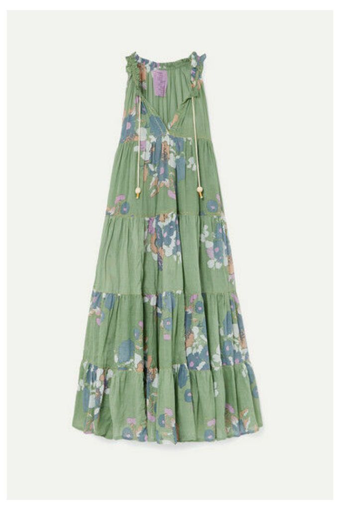 Yvonne S - Hippy Tiered Floral-print Cotton-voile Maxi Dress - Light green