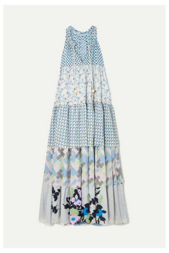 Yvonne S - Hippy Tiered Printed Cotton Maxi Dress - Light blue