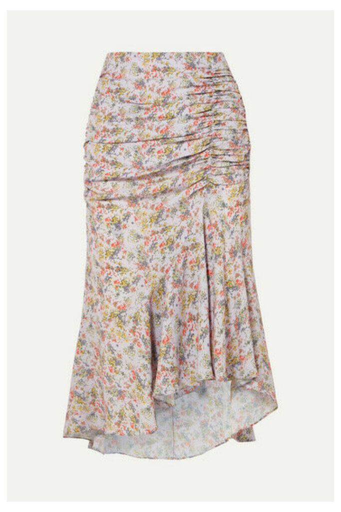 Alice + Olivia - Freida Asymmetric Ruched Floral-print Crepe Midi Skirt - Beige