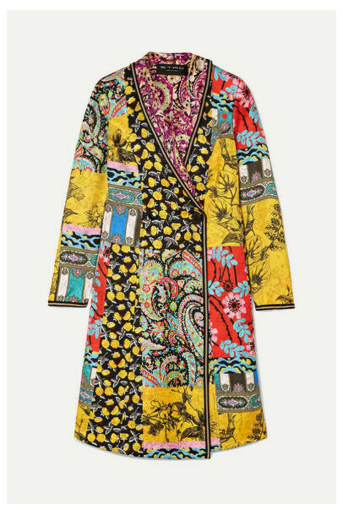 Etro - Embroidered Printed Silk-twill Coat - Yellow