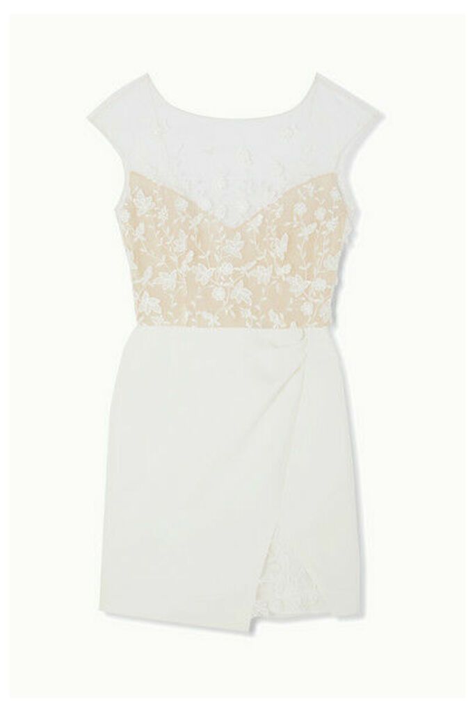 Rime Arodaky - Eleonora Embroidered Tulle And Crepe Mini Dress - White