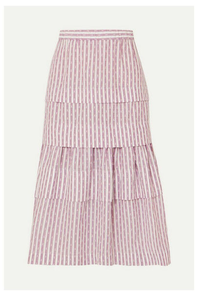 Anna Mason - Mademoiselle Tiered Striped Fil Coupé Skirt - Lilac