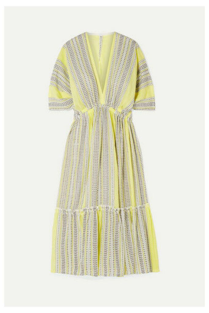 LemLem - Amira Tiered Striped Cotton-blend Gauze Midi Dress - Yellow