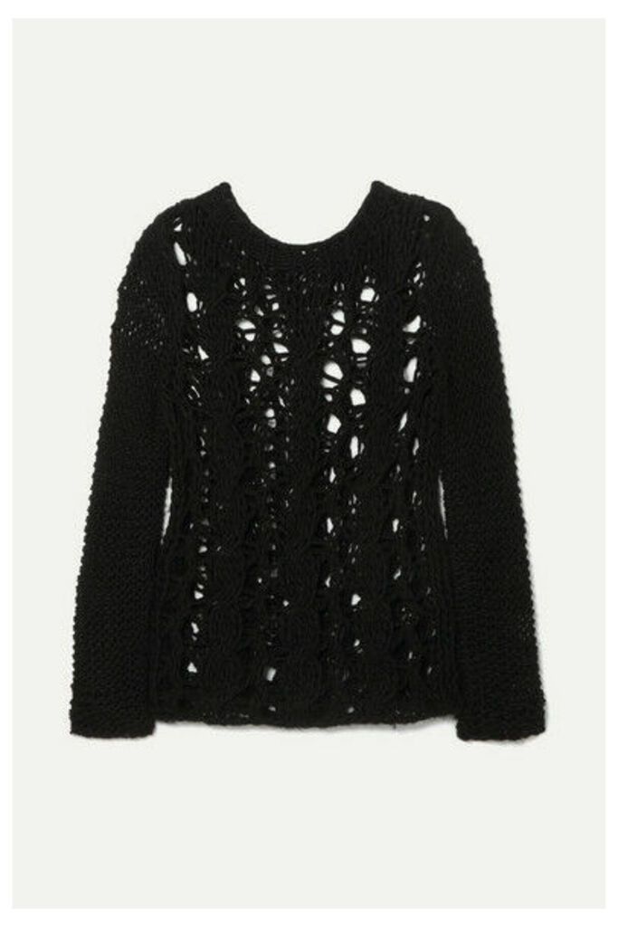 SAINT LAURENT - Distressed Open-knit Sweater - Black
