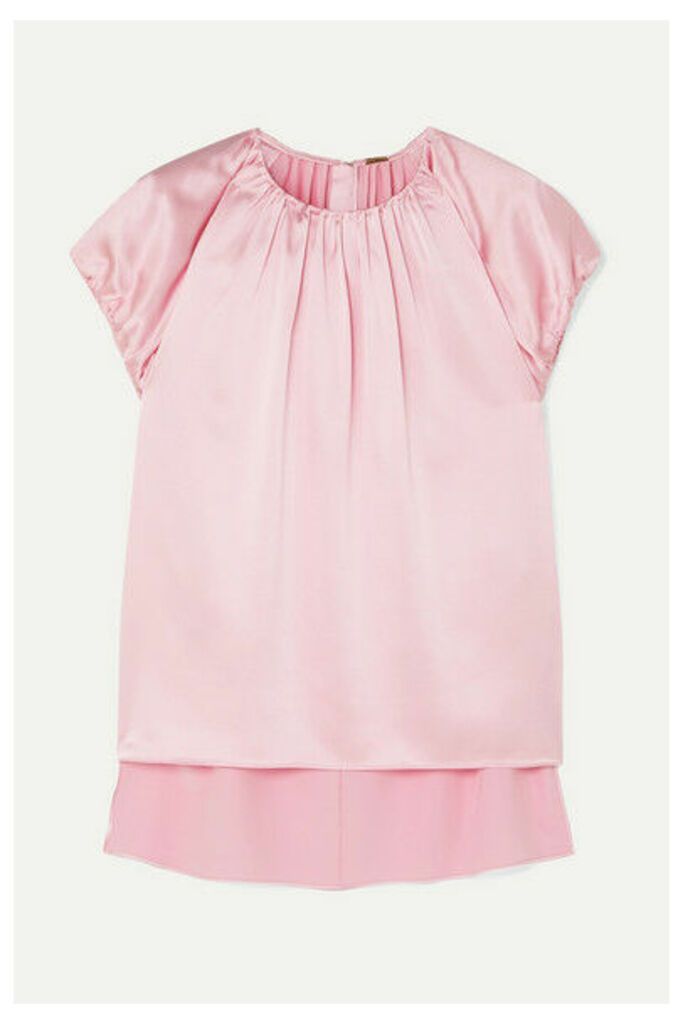 Adam Lippes - Gathered Silk-charmeuse Top - Pink