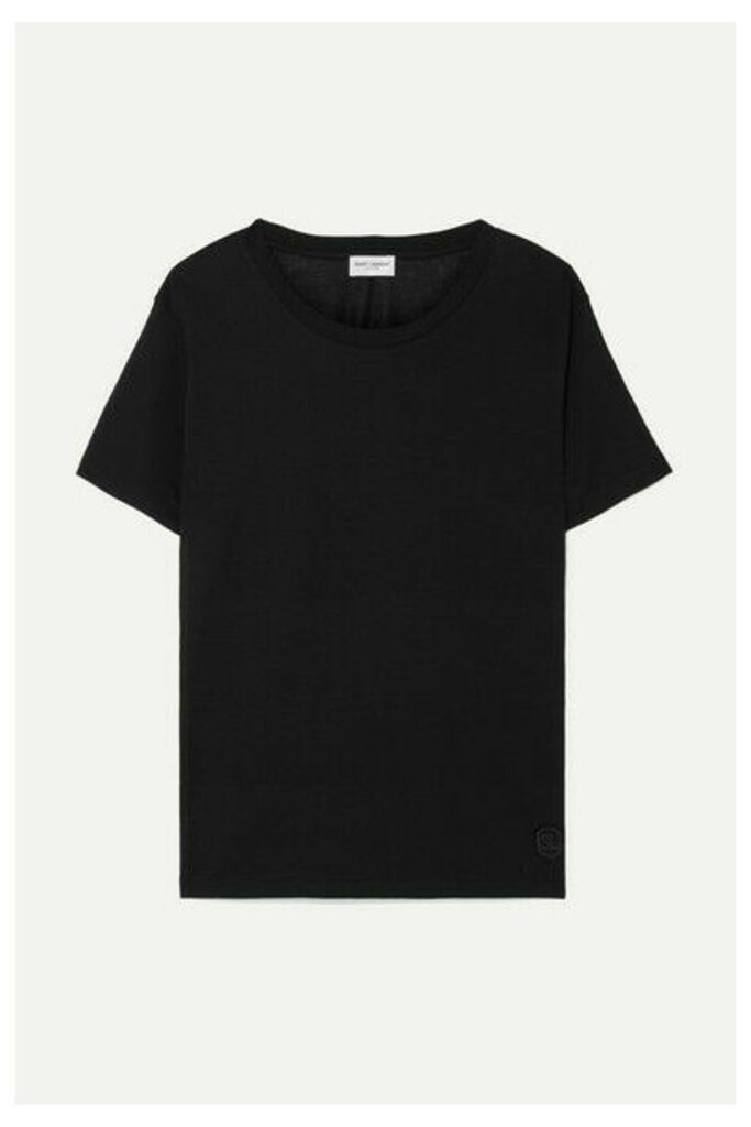 SAINT LAURENT - Essentials Appliquéd Cotton-jersey T-shirt - Black