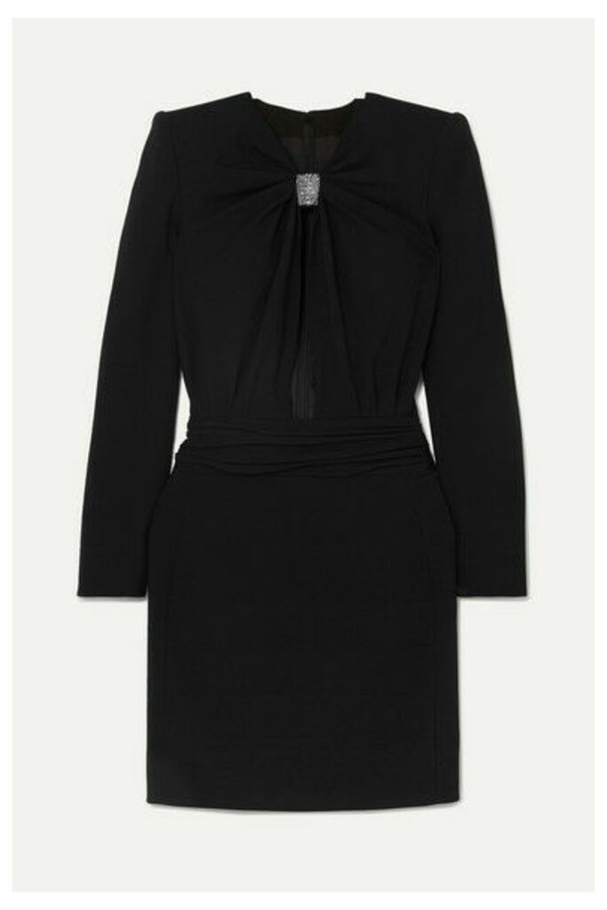 SAINT LAURENT - Embellished Cutout Cady Mini Dress - Black