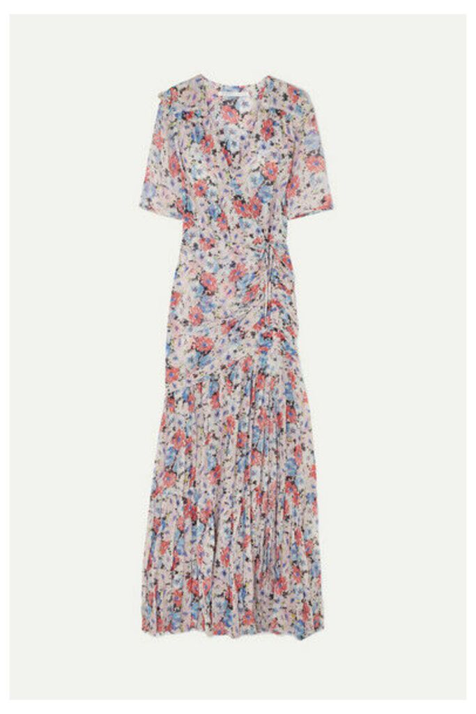 Veronica Beard - Mick Wrap-effect Ruched Floral-print Silk-voile Maxi Dress - Pink
