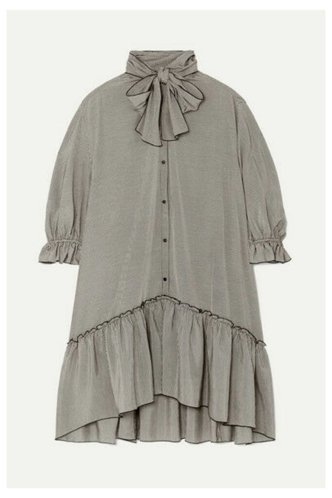 See By Chloé - Pussy-bow Ruffled Gingham Crepe De Chine Dress - Gray