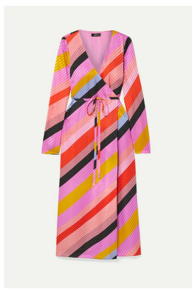 Stine Goya - Striped Silk-jacquard Wrap Dress - Pink