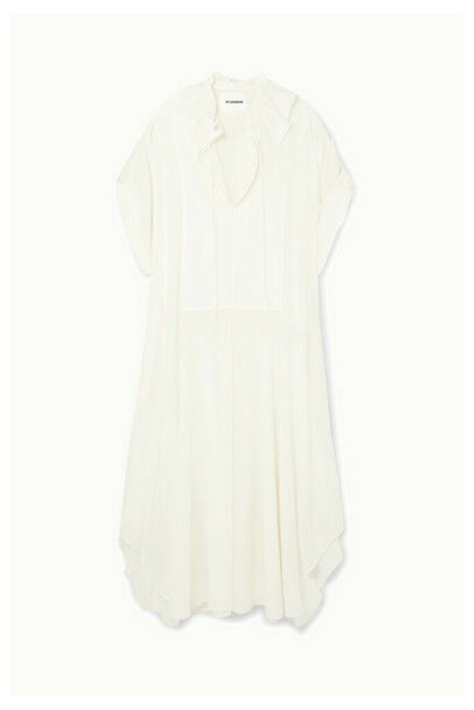Jil Sander - Gathered Ruffled Cotton And Silk-blend Dress - Off-white
