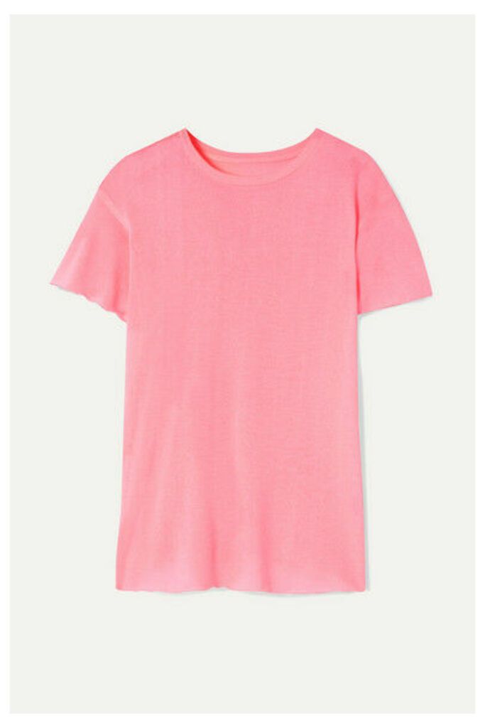 The Elder Statesman - Distressed Cashmere And Silk-blend T-shirt - Baby pink