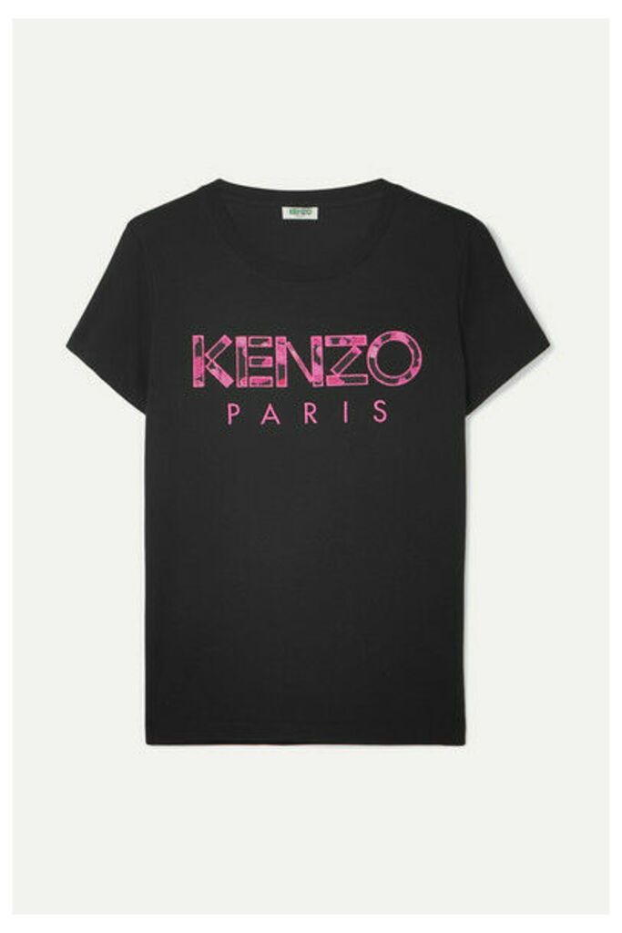 KENZO - Appliquéd Cotton-jersey T-shirt - Black