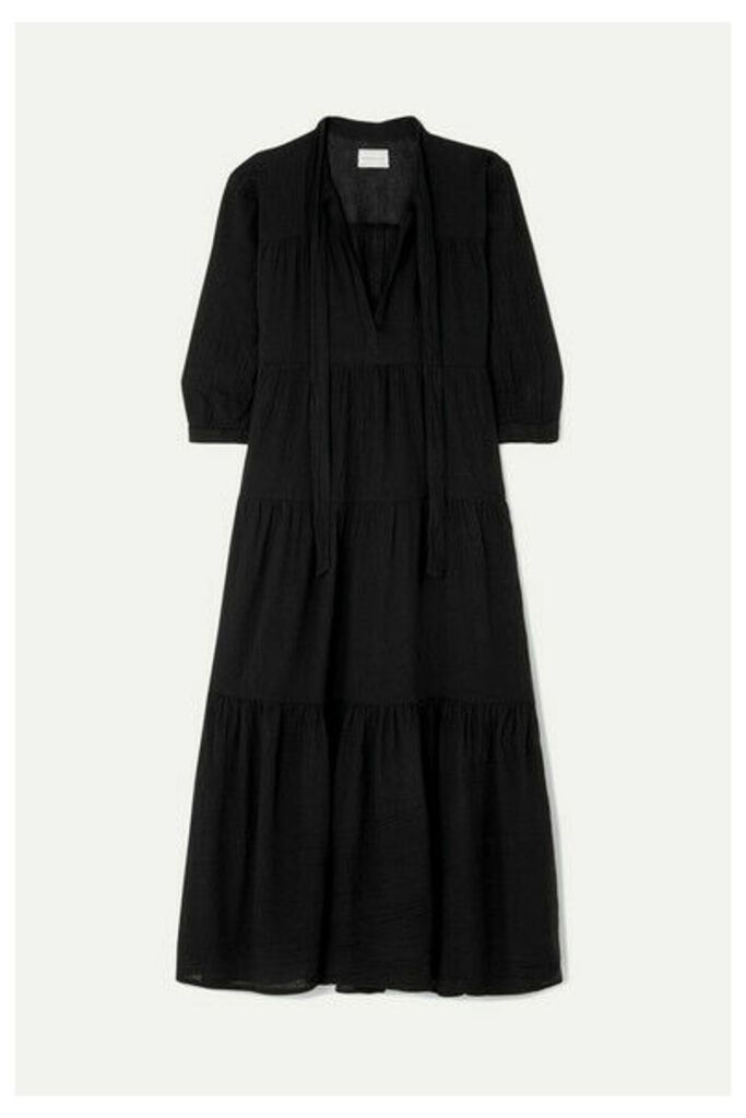 Honorine - Giselle Tiered Crinkled Cotton-gauze Midi Dress - Black
