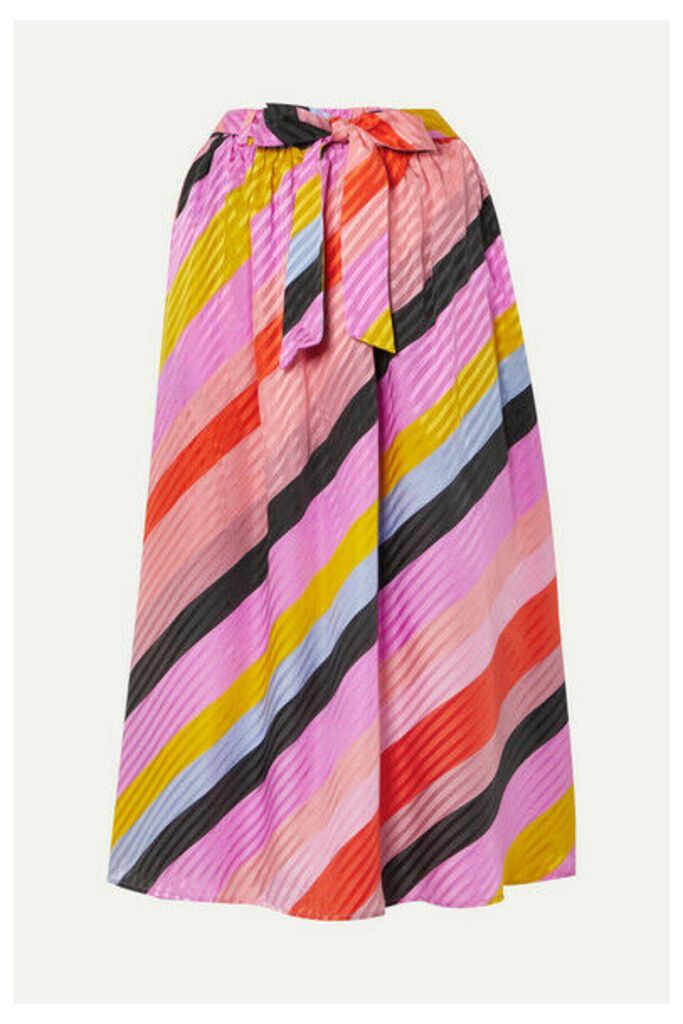 Stine Goya - Audrey Striped Silk-jacquard Midi Skirt - Pink