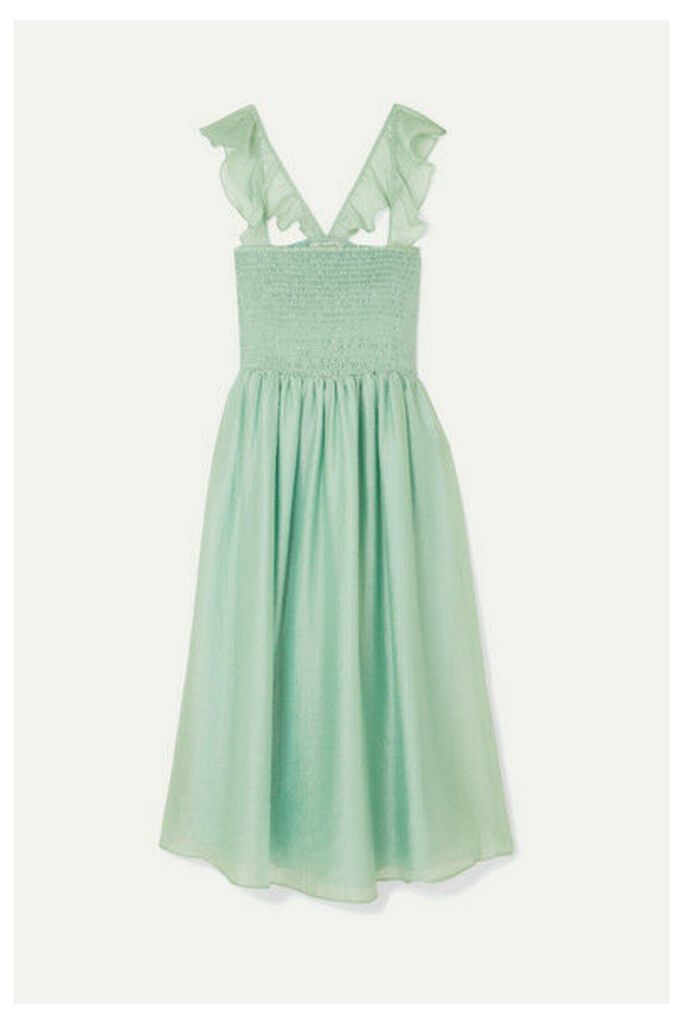 Madewell - Ruffled Shirred Voile Dress - Light green