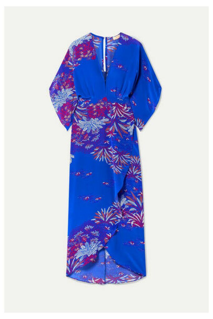 Jaline - Katherine Printed Silk Crepe De Chine Midi Dress - Blue