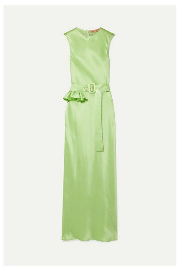 Maggie Marilyn - + Net Sustain Take A Bite Belted Ruffled Silk Maxi Dress - Lime green