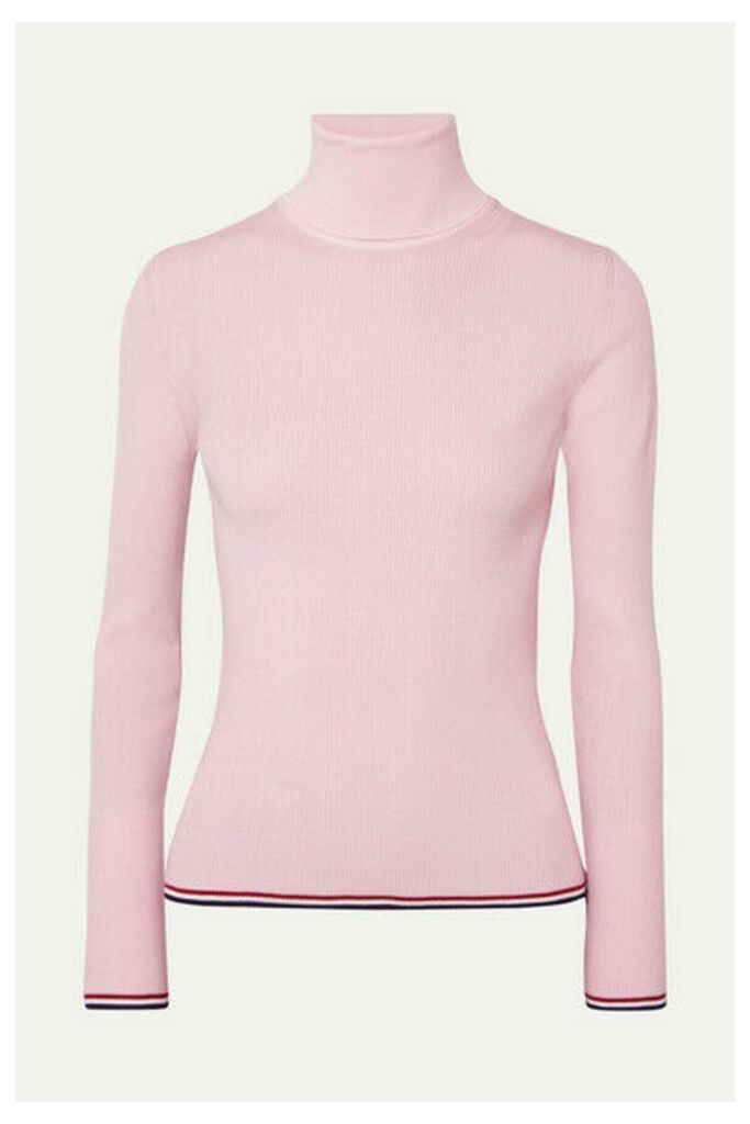 Thom Browne - Ribbed Striped Wool-blend Turtleneck Sweater - Baby pink