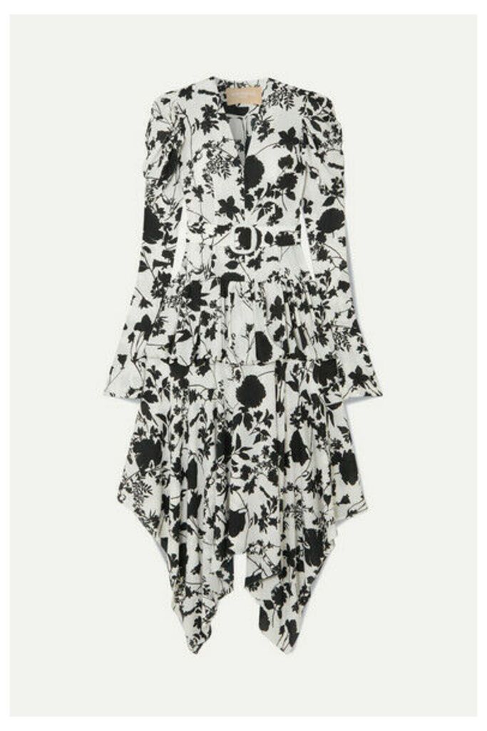 MATERIEL - Tiered Belted Floral-print Chiffon Midi Dress - Black