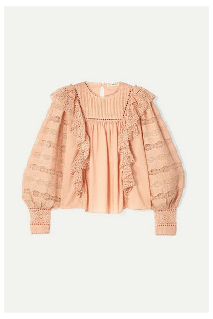 Ulla Johnson - Lily Ruffled Crochet-trimmed Cotton-voile Blouse - Blush