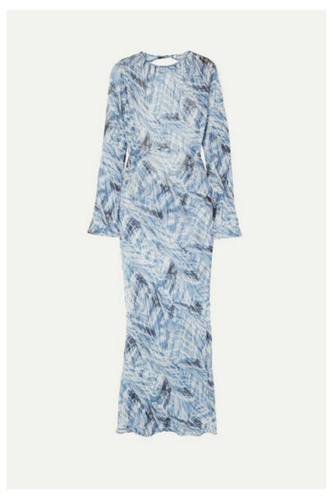 Georgia Alice - Giselle Open-back Printed Cotton And Silk-blend Crepon Maxi Dress - Blue