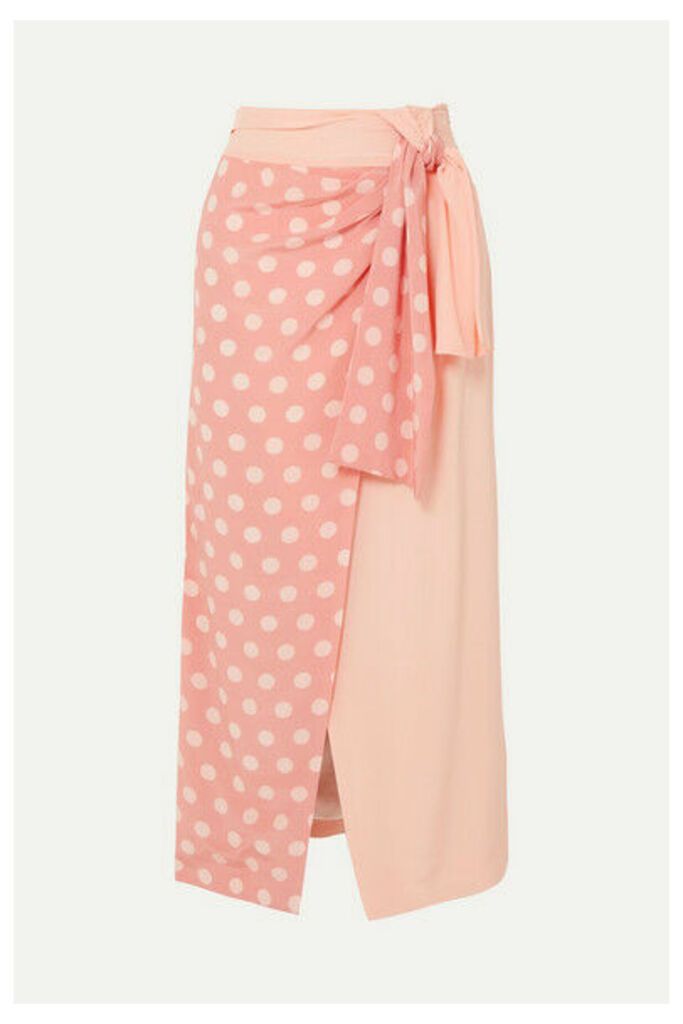 Mother of Pearl - + Net Sustain And Bbc Earth Annabelle Wrap-effect Polka-dot Organic Silk Skirt - Pastel pink