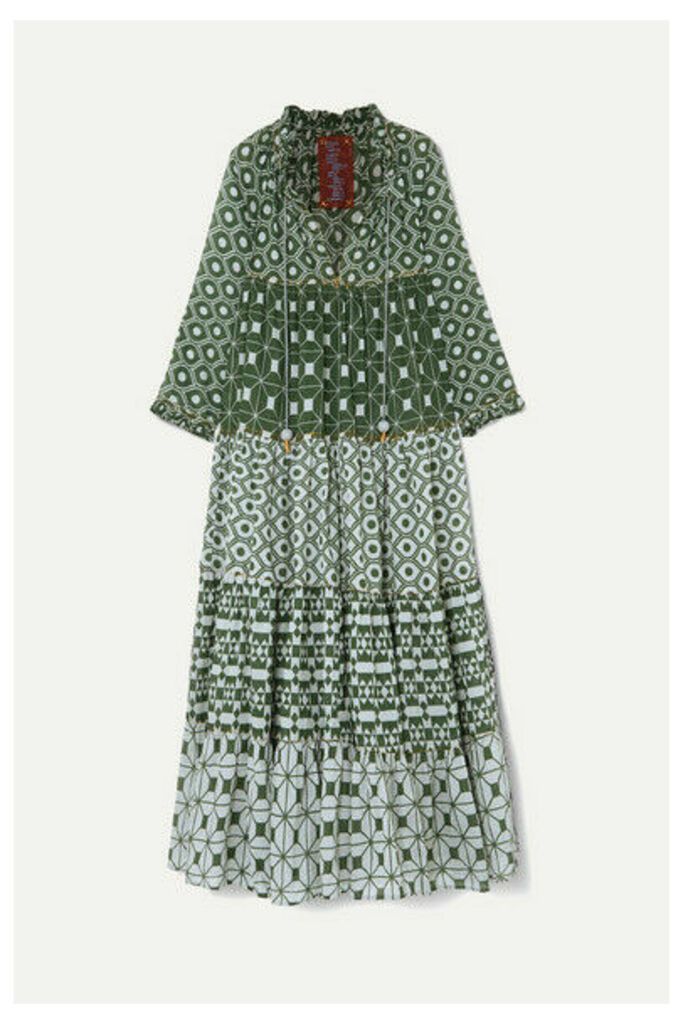 Yvonne S - Hippy Tiered Printed Cotton-voile Maxi Dress - Dark green