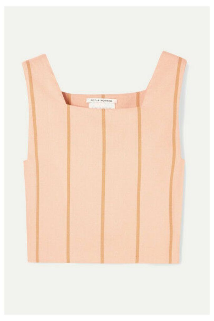 Lucy Folk - Castellations Striped Cropped Cotton-blend Top - Baby pink