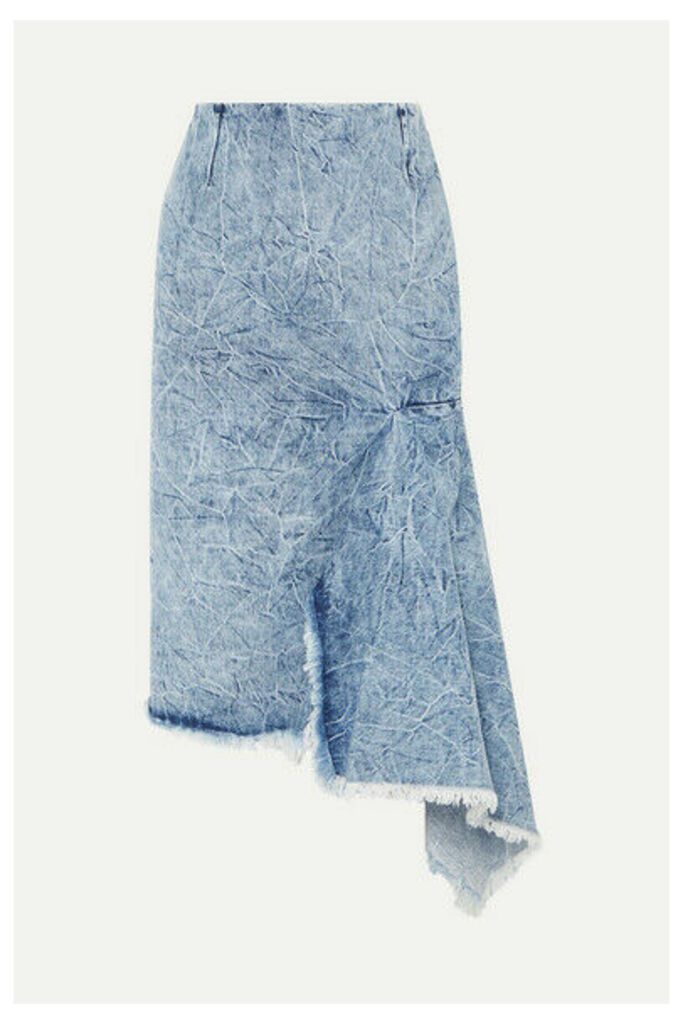 Balenciaga - Asymmetric Frayed Denim Skirt - Blue