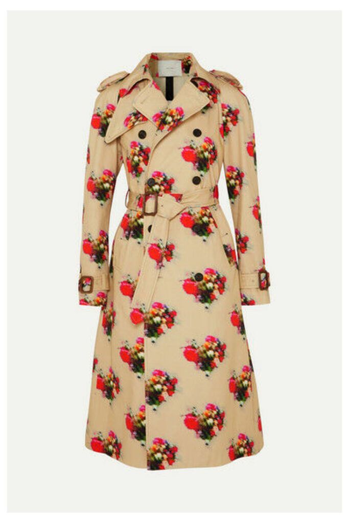 Adam Lippes - Floral-print Cotton-twill Trench Coat - Beige