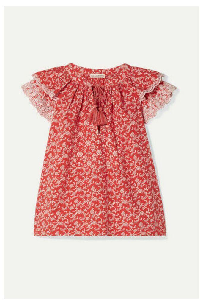 Ulla Johnson - Elm Broderie Anglaise-trimmed Floral-print Cotton-poplin Blouse - Red