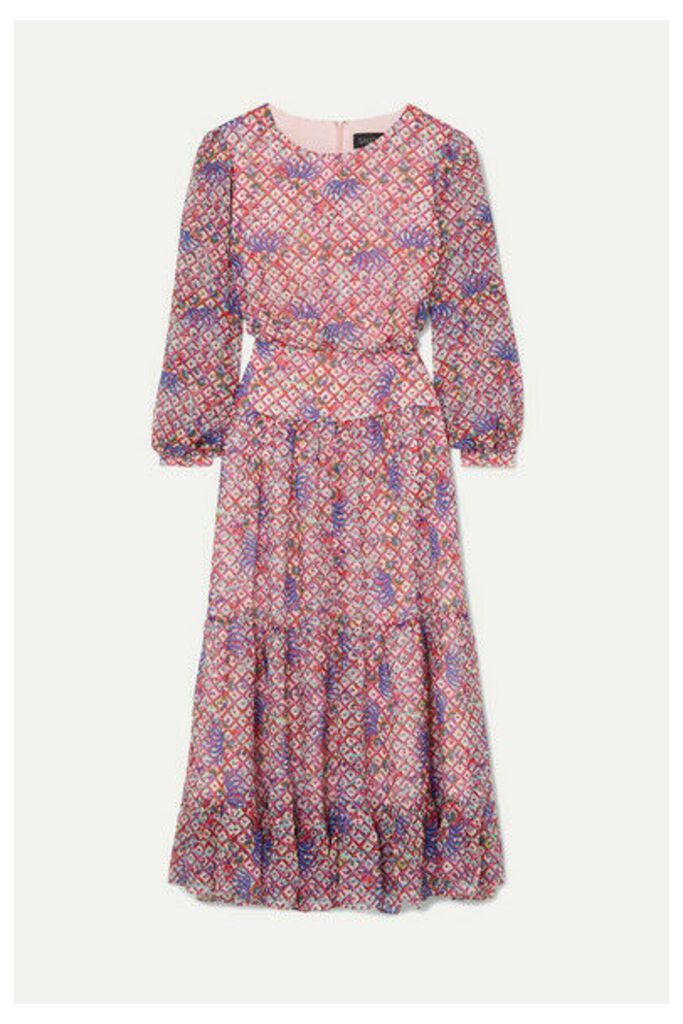 Saloni - Isabel Printed Silk-georgette Midi Dress - Lilac