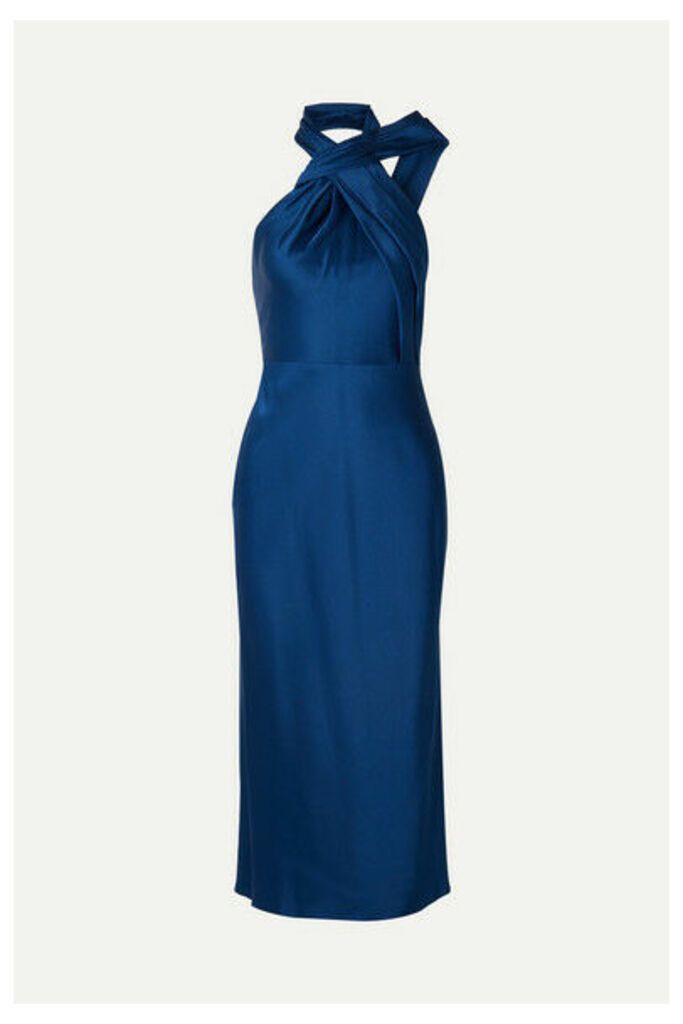 Jason Wu Collection - Asymmetric Satin-crepe Halterneck Midi Dress - Cobalt blue