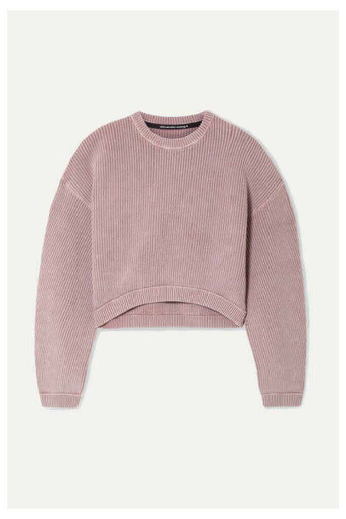 alexanderwang.t - Cropped Ribbed Cotton-blend Sweater - Lilac
