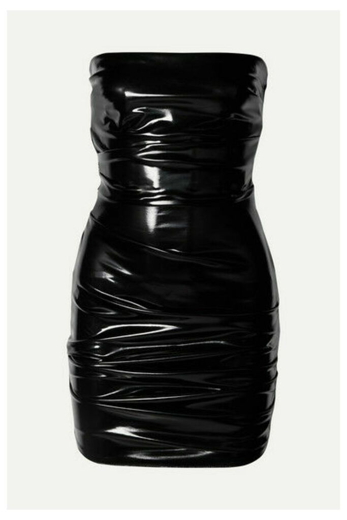 Alex Perry - Carter Strapless Ruched Vinyl Mini Dress - Black