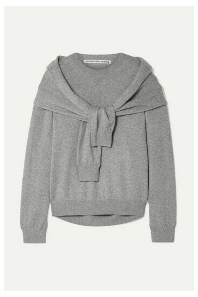 Alexander Wang - Tie-front Knitted Sweater - Gray
