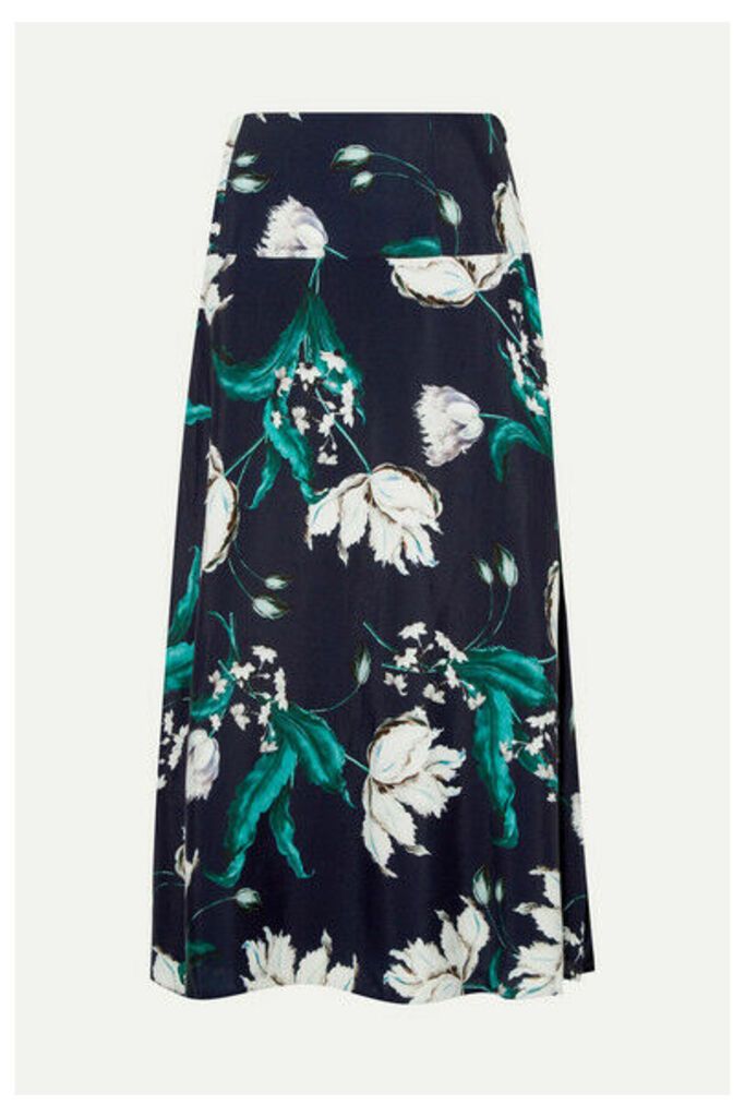 Erdem - Elvin Floral-print Crepe Midi Skirt - Navy