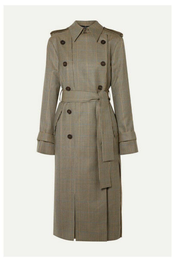 Rokh - Double-breasted Paneled Houndstooth Wool Trench Coat - Beige