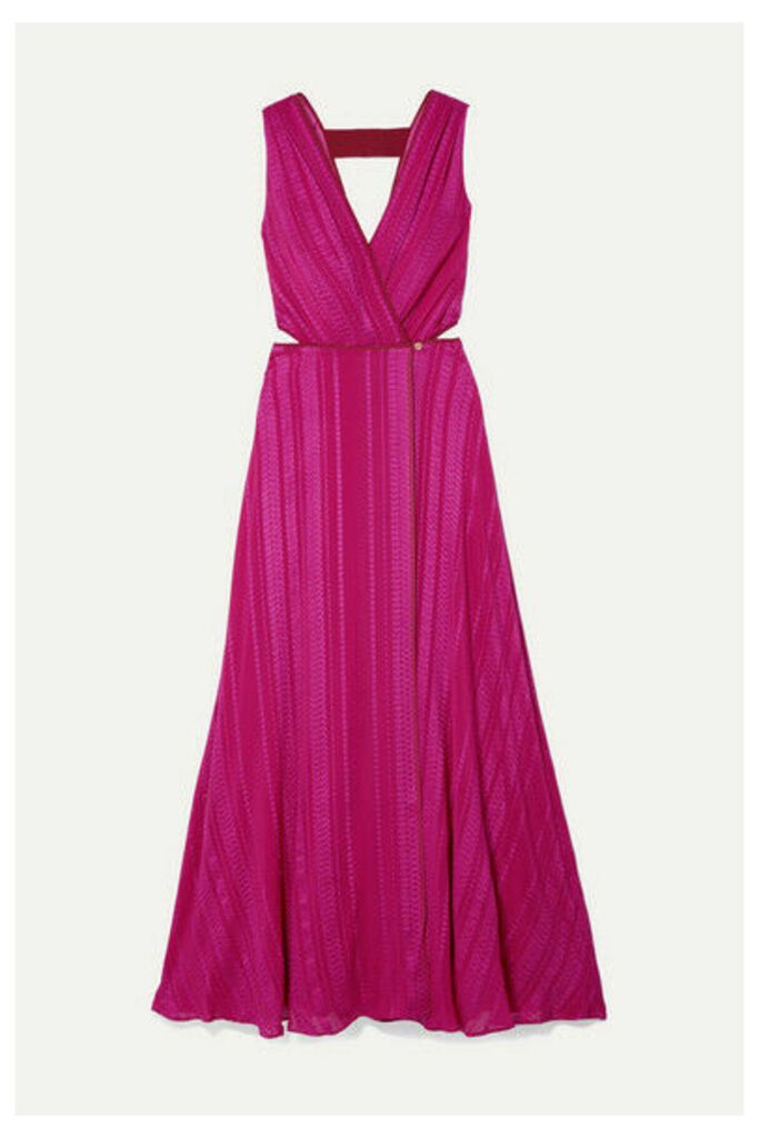 Zeus+Dione - Rosa Cutout Silk-blend Jacquard Wrap Dress - Magenta