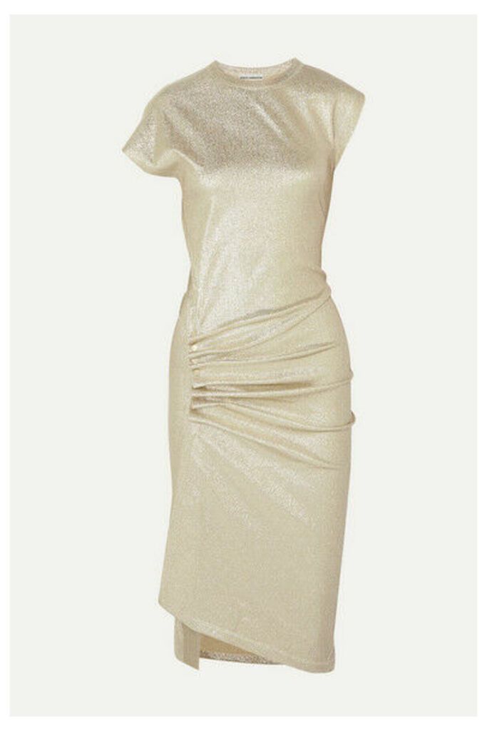 Paco Rabanne - Ruched Metallic Stretch-jersey Dress - Gold
