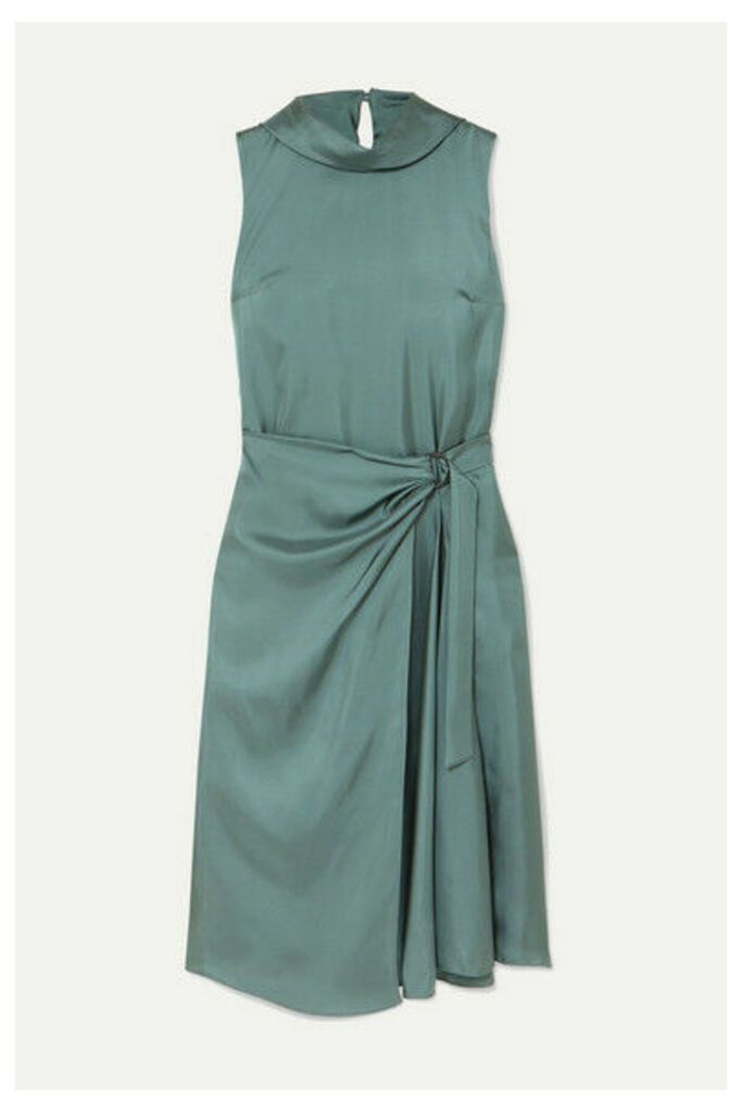 Brunello Cucinelli - Twisted Silk-twill Dress - Dark green