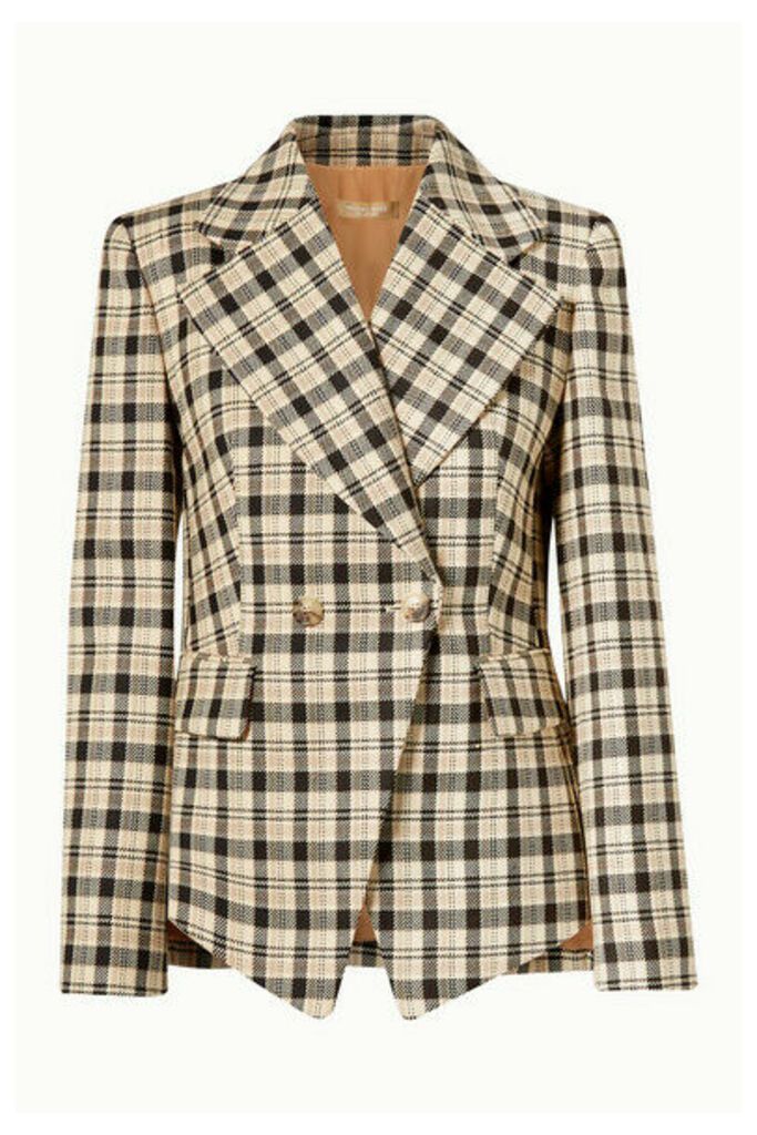 Michael Kors Collection - Double-breasted Checked Wool Blazer - Neutral