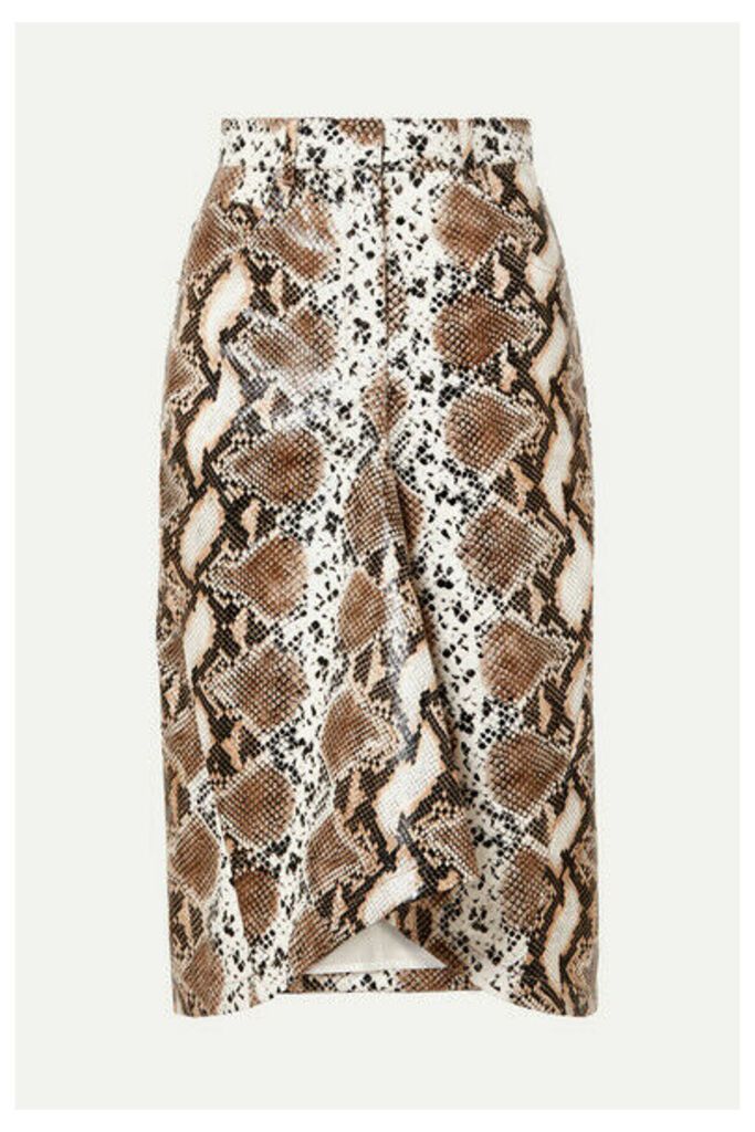 Pushbutton - Snake-effect Faux Leather Skirt - Snake print