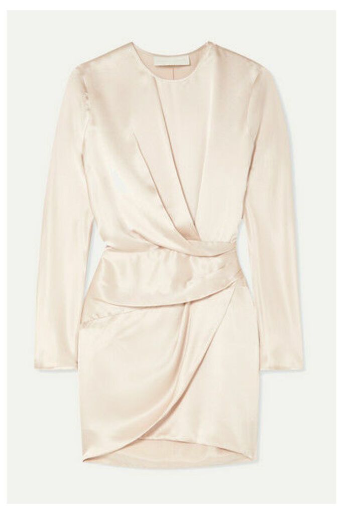 Michelle Mason - Origami Draped Silk-charmeuse Mini Dress - Platinum
