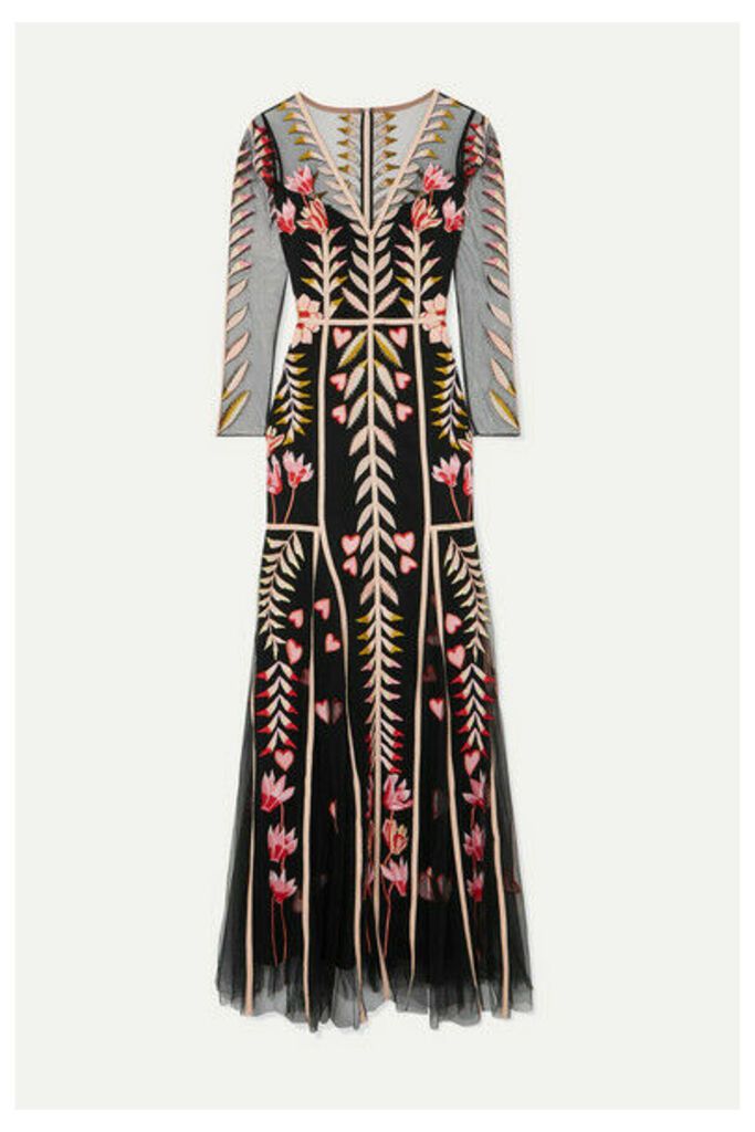 Temperley London - Rosy Embroidered Tulle Maxi Dress - Black
