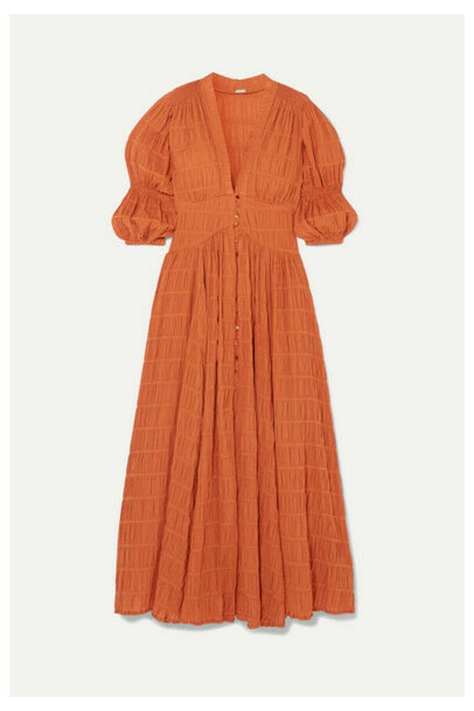 Cult Gaia - Willow Shirred Cotton-blend Maxi Dress - Brown