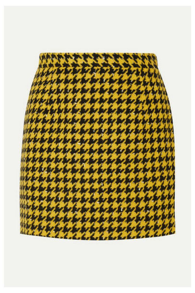 Alessandra Rich - Houndstooth Wool-blend Tweed Mini Skirt - Yellow